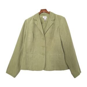 Vintage Faux Suede Jacket Womens 16 Green Western Button Up Boho Lorelai Gilmore